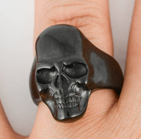Heavy Metal Jewelry Men's Black Skull Ring Stainless Steel SR169
