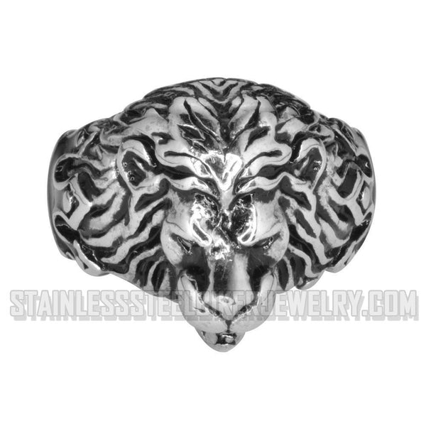 Heavy Metal Jewelry Men's Lion Ring Stainless Steel SR1744