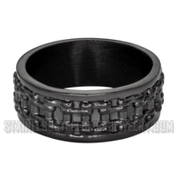 Heavy Metal Jewelry Men's Black Bike Chain Stainless Steel Ring SR1748