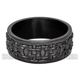 Heavy Metal Jewelry Men's Black Bike Chain Stainless Steel Ring SR1748