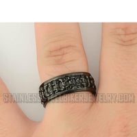 Heavy Metal Jewelry Men's Black Bike Chain Stainless Steel Ring SR1748