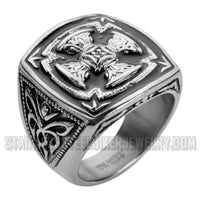 Heavy Metal Jewelry Men's Florenzada Cross Ring Stainless Steel SR1749