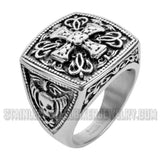 Heavy Metal Jewelry Men's Greek Cross Stainless Steel Biker Ring SR1750