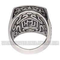 Heavy Metal Jewelry Men's Greek Cross Stainless Steel Biker Ring SR1750
