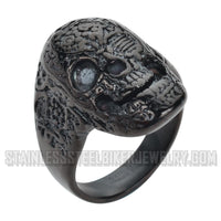Heavy Metal Jewelry Men's Tattoos Gone Wild Skull Ring Stainless Steel Black Edition SR1753