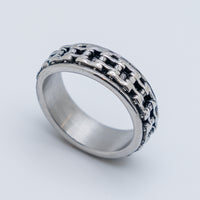 Heavy Metal Jewelry Men's Silver Bike Chain Stainless Steel Ring SR175