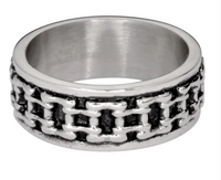 Heavy Metal Jewelry Men's Silver Bike Chain Stainless Steel Ring SR175
