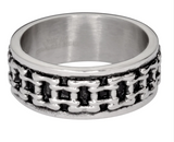 Heavy Metal Jewelry Men's Silver Bike Chain Stainless Steel Ring SR175