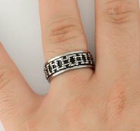 Heavy Metal Jewelry Men's Silver Bike Chain Stainless Steel Ring SR175