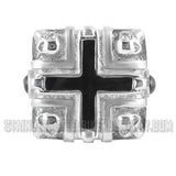 Heavy Metal Jewelry Men's Four Skull Cross Stainless Steel Ring SR1776