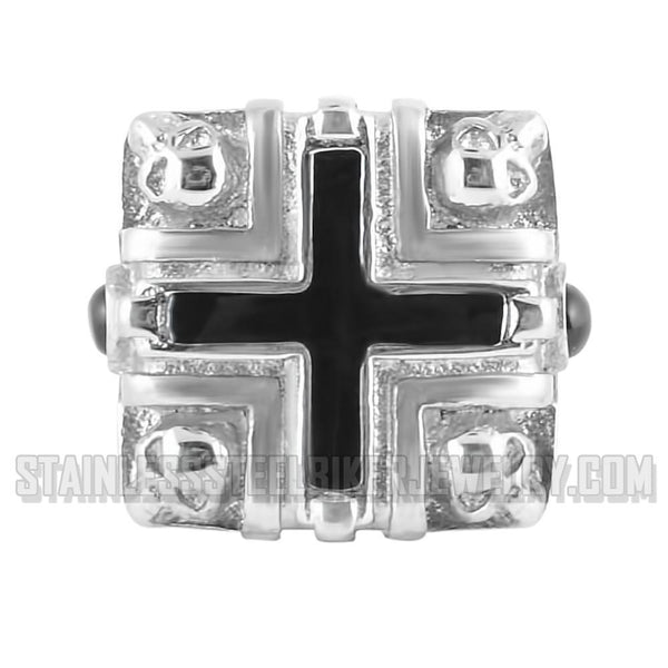 Heavy Metal Jewelry Men's Four Skull Cross Stainless Steel Ring SR1776