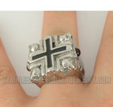 Heavy Metal Jewelry Men's Four Skull Cross Stainless Steel Ring SR1776