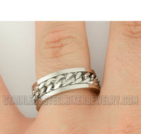 Cuban Chain Spinner Ring Unisex Comfort Fit Band Wedding Rings Silver Edition Stainless Steel SR52
