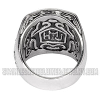 Heavy Metal Jewelry Men's Florenzada Cross Ring Stainless Steel Gold Edition SR1781