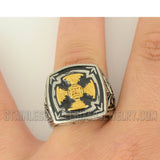 Heavy Metal Jewelry Men's Florenzada Cross Ring Stainless Steel Gold Edition SR1781