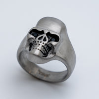 Black Eyes Stainless Steel Industrial Brushed Skull Ring SR182