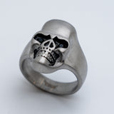 Black Eyes Stainless Steel Industrial Brushed Skull Ring SR182