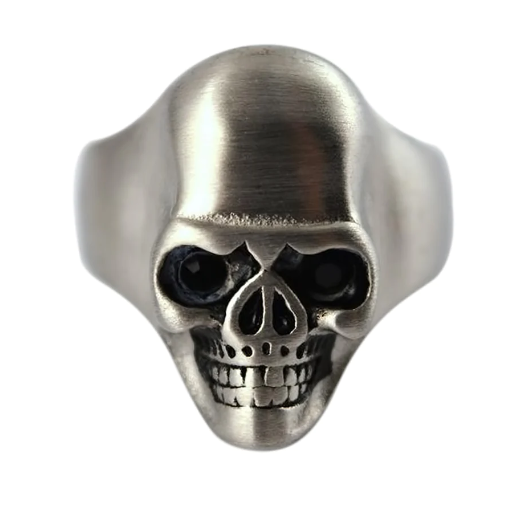 Black Eyes Stainless Steel Industrial Brushed Skull Ring SR182