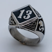 Heavy Metal Jewelry Men's Lucky 13 Ring Stainless Steel SR184