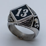 Heavy Metal Jewelry Men's Lucky 13 Ring Stainless Steel SR184