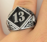 Heavy Metal Jewelry Men's Lucky 13 Ring Stainless Steel SR184