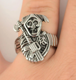 Heavy Metal Jewelry Men's Grim Reaper Skull Stainless Steel Ring SR186