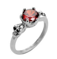 Heavy Metal Jewelry Ladies Solitaire Skull Ring Stainless Steel SR188