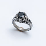 Skull Jewelry Womens Black Solitaire Ring Stainless Steel SR189