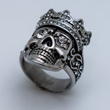 Heavy Metal Jewelry Men's Crowned Skull Stainless Steel Ring SR192