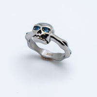 Skull Jewelry Ladies Blue Eyed Skull Ring Stainless Steel SR196