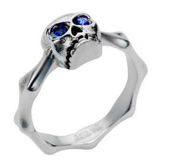 Skull Jewelry Ladies Blue Eyed Skull Ring Stainless Steel SR196