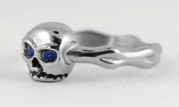 Skull Jewelry Ladies Blue Eyed Skull Ring Stainless Steel SR196
