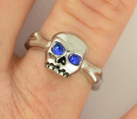 Skull Jewelry Ladies Blue Eyed Skull Ring Stainless Steel SR196