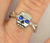 Skull Jewelry Ladies Blue Eyed Skull Ring Stainless Steel SR196