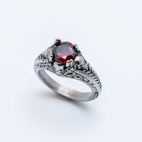 Heavy Metal Jewelry Ladies Red Solitaire Ring Stainless Steel SR197