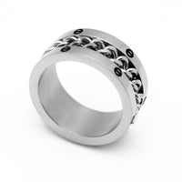 Wide Curb Chain Spinner Ring Unisex Biker Jewelry Wedding Band Stainless Steel SR1