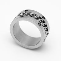 Wide Curb Chain Spinner Ring Unisex Biker Jewelry Wedding Band Stainless Steel SR1