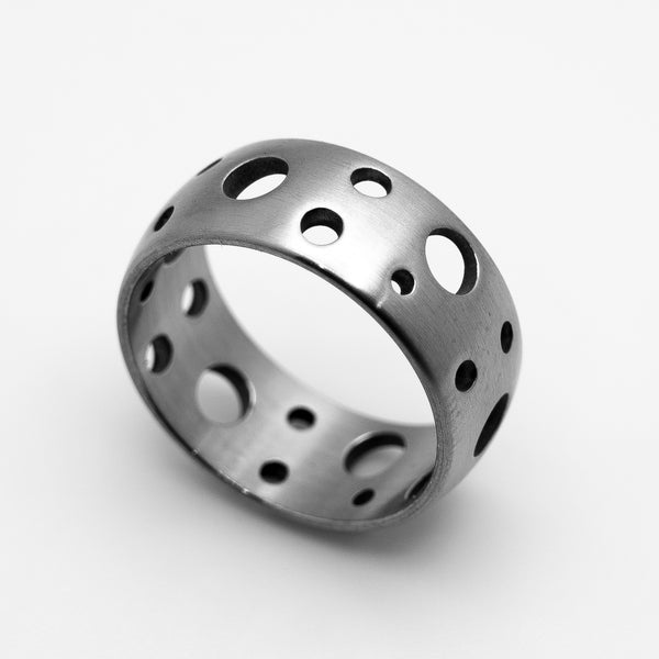 Holes All Over Ring Unisex Wedding Band Satin Stainless Steel SR20