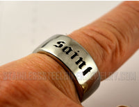 "SAINT" Ring Unisex Wedding Band Religious Stainless Steel SR84