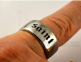 "SAINT" Ring Unisex Wedding Band Religious Stainless Steel SR84