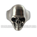 Heavy Metal Jewelry Men's Brushed Skull Ring Stainless Steel SR182