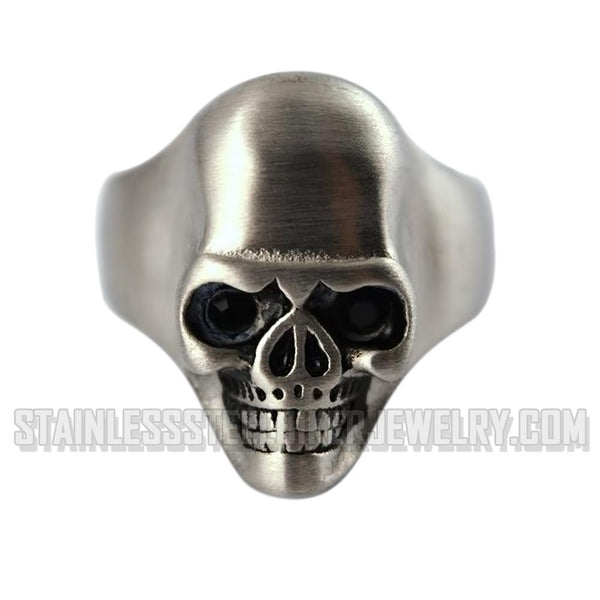 Heavy Metal Jewelry Men's Brushed Skull Ring Stainless Steel SR182