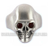 Heavy Metal Jewelry Men's Brushed Skull Ring Stainless Steel Black Eyes SR2301