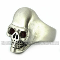 Heavy Metal Jewelry Men's Brushed Skull Ring Stainless Steel Black Eyes SR2301