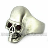 Heavy Metal Jewelry Men's Brushed Skull Ring Stainless Steel Black Eyes SR2301