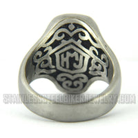 Heavy Metal Jewelry Men's Brushed Skull Ring Stainless Steel Green Eyes SR2303