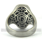 Heavy Metal Jewelry Men's Brushed Skull Ring Stainless Steel Green Eyes SR2303