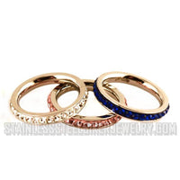 Heavy Metal Jewelry Ladies Single Row Stone Ring Stainless Steel SR2310