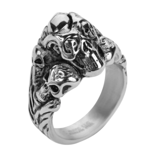 Skull Family Biker Ring Men's Multiple Skulls Stainless Steel SR23