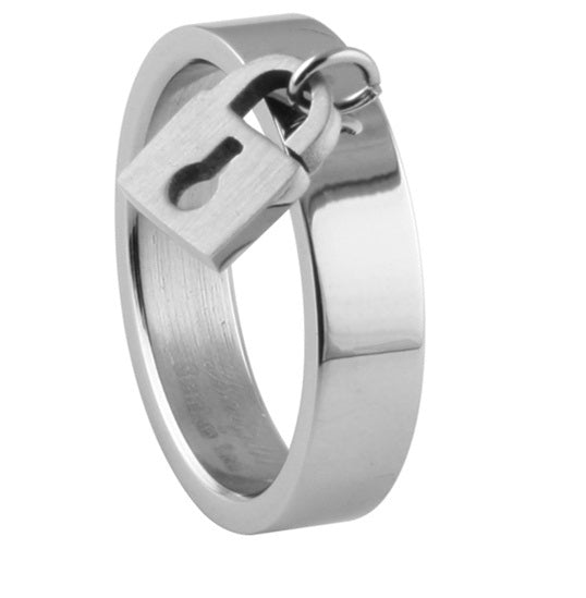 "Love" Lock Ladies Ring Wedding Band Stainless Steel SR24